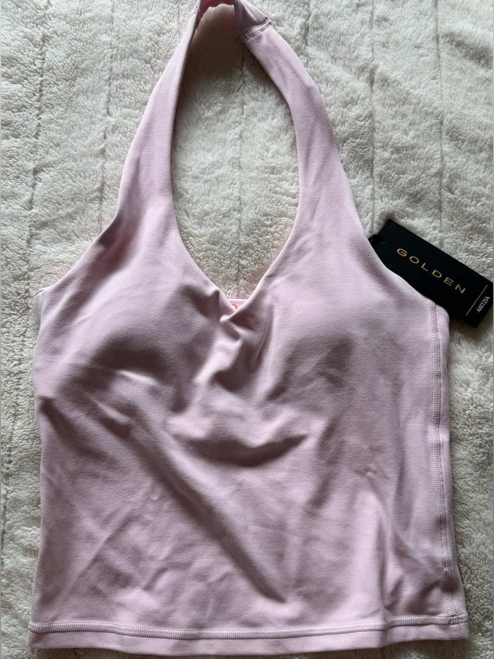 Aritzia New BUTTER Prime Sports Halter Top in Villa Pink